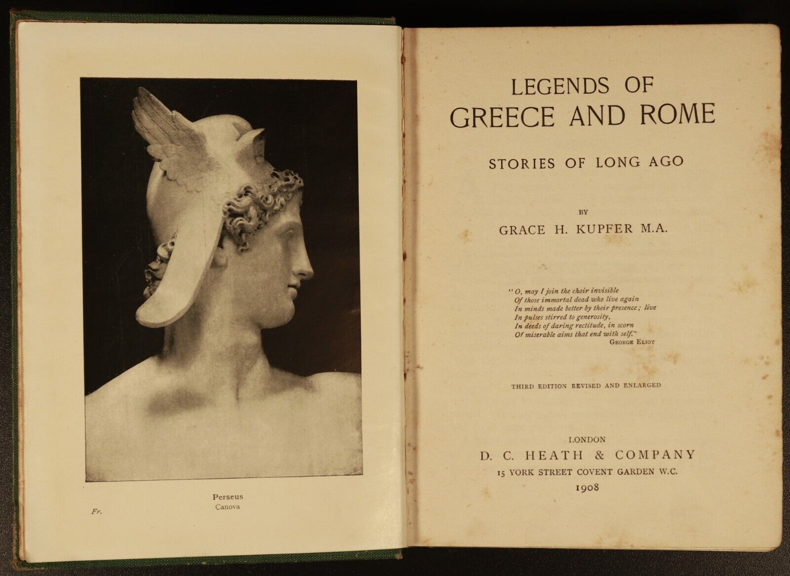 1908 Legends Of Greece & Rome by GH Kupfer Antique Greek Stories & History Book