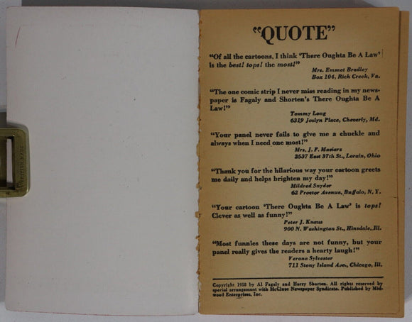 1958 There Oughta Be A Law Vintage American Cartoon Comedy Paperback Book