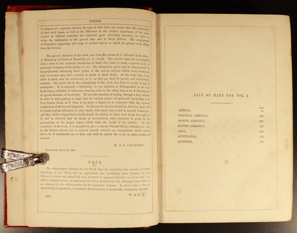 c1868 3vol Chambers's Encyclopaedia Antiquarian Reference Books Maps Australia