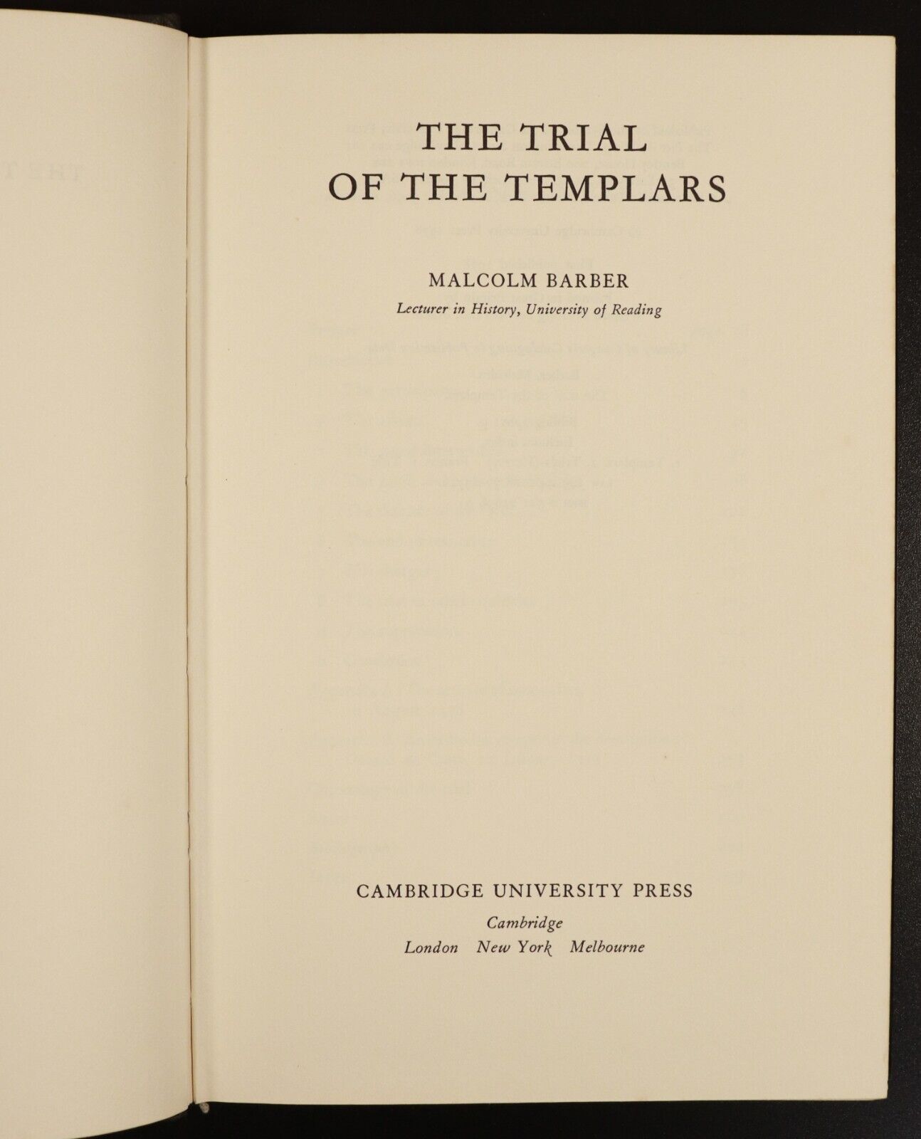 1978 The Trial Of The Templars Malcolm Barber Vintage History Book 1st Edition