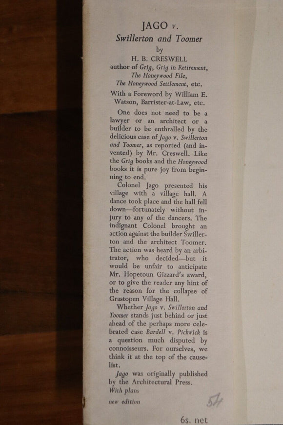 1946 Jago v Swillerton & Toomer by HB Creswell Antique Architecture Book