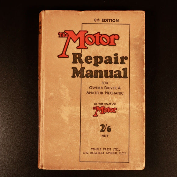 c1905 The Motor Repair Manual 8th Edition Antique Automotive Book Temple Press