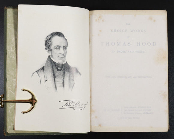 c1895 The Choice Works Of Thomas Hood Antique British Prose & Verse Book