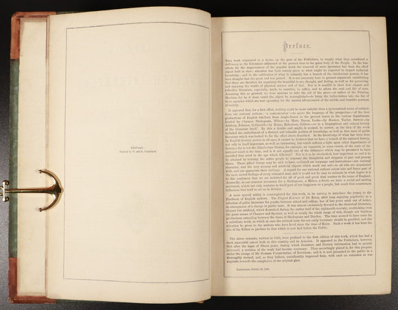 1858 2vol Cyclopaedia Of English Literature Antiquarian Leather Book Set