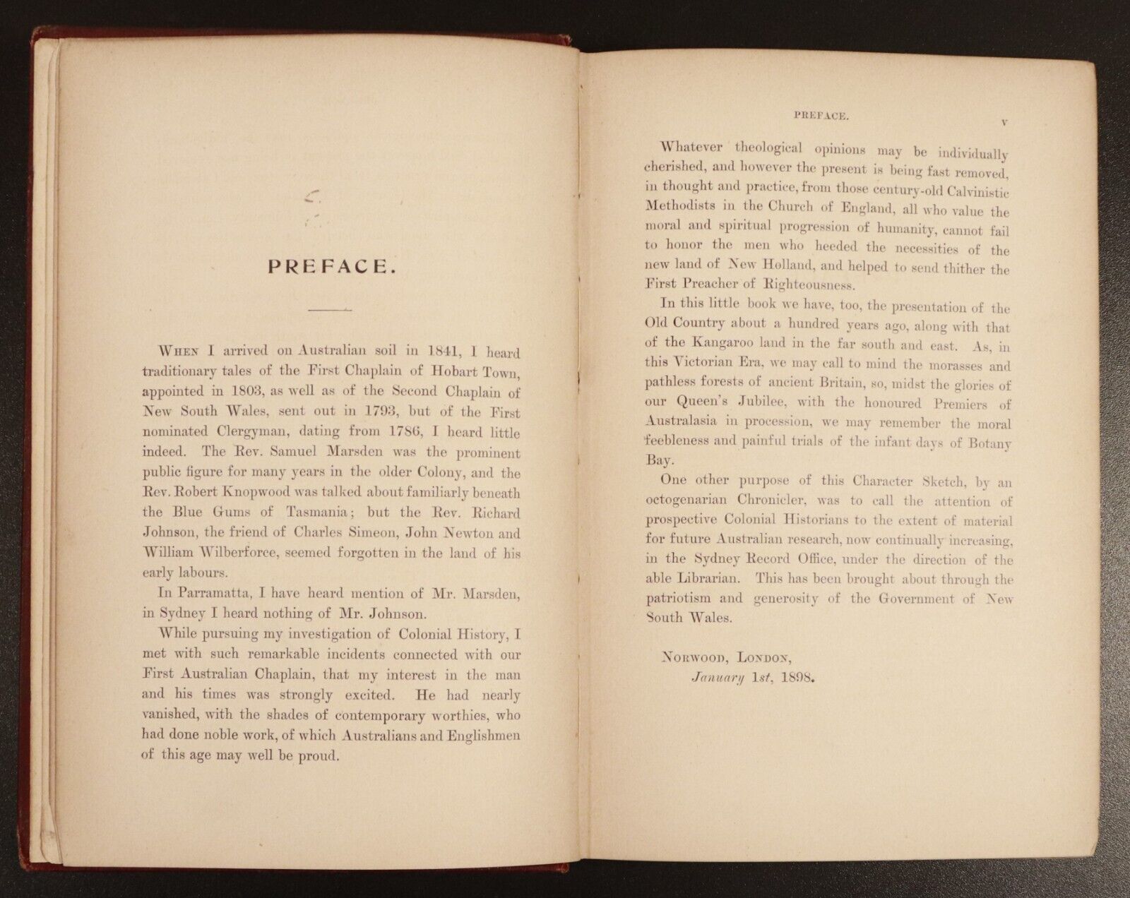 1898 Australia's First Preacher Richard Johnson Antique Australian History Book