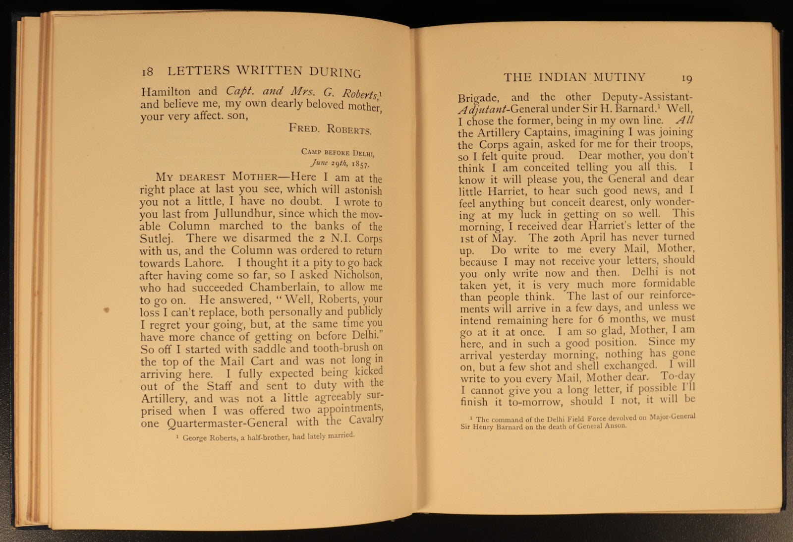 Letters Written During The Indian Mutiny Fred Roberts 1924 Military History Book