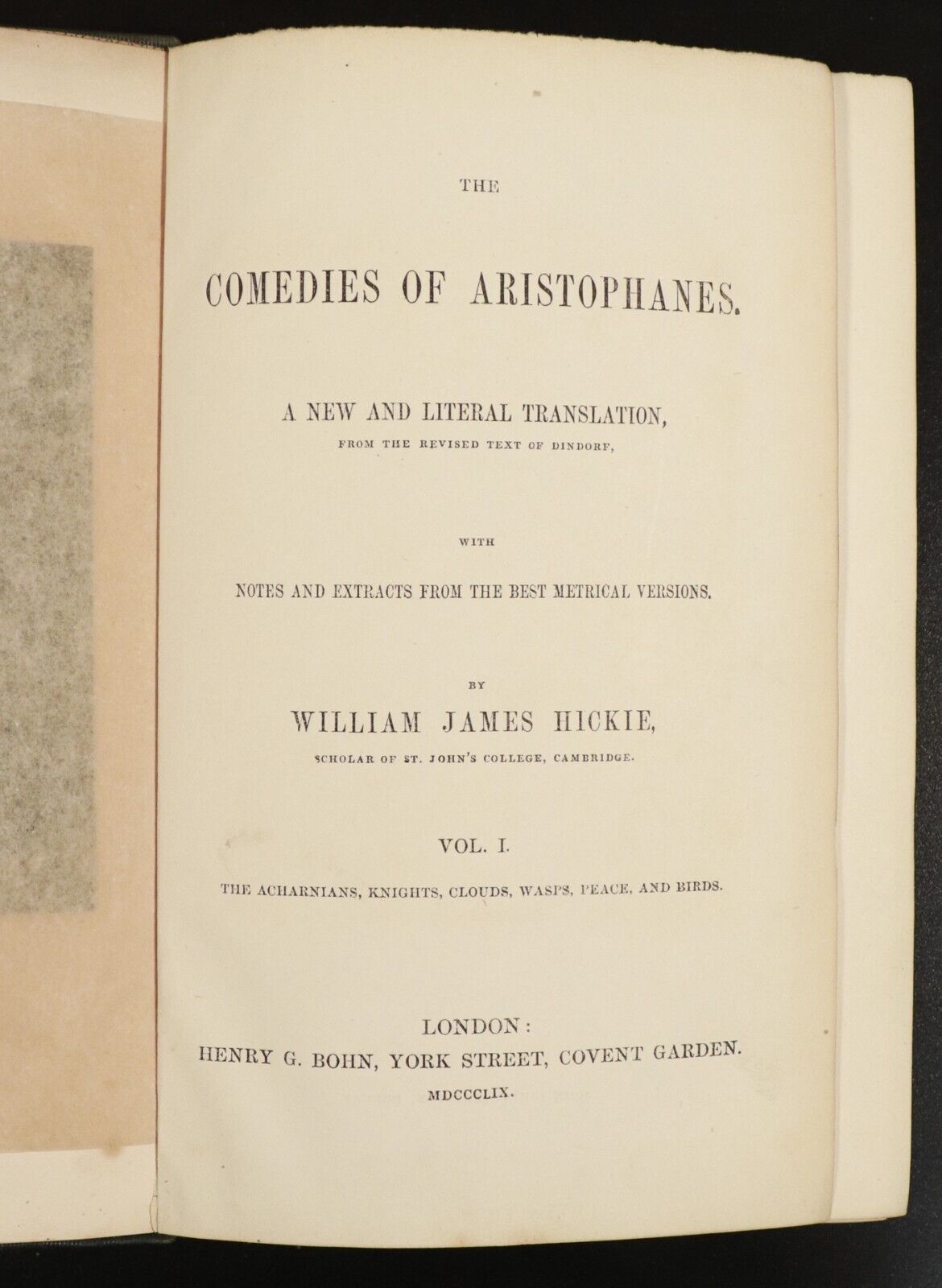 1859/87 2vol The Comedies Of Aristophanes Antique Greek Literature Book Set