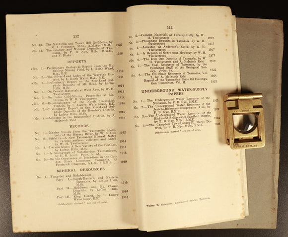 1938 Geology & Mineral Deposits Of Tasmania Australian Mining History Book Maps