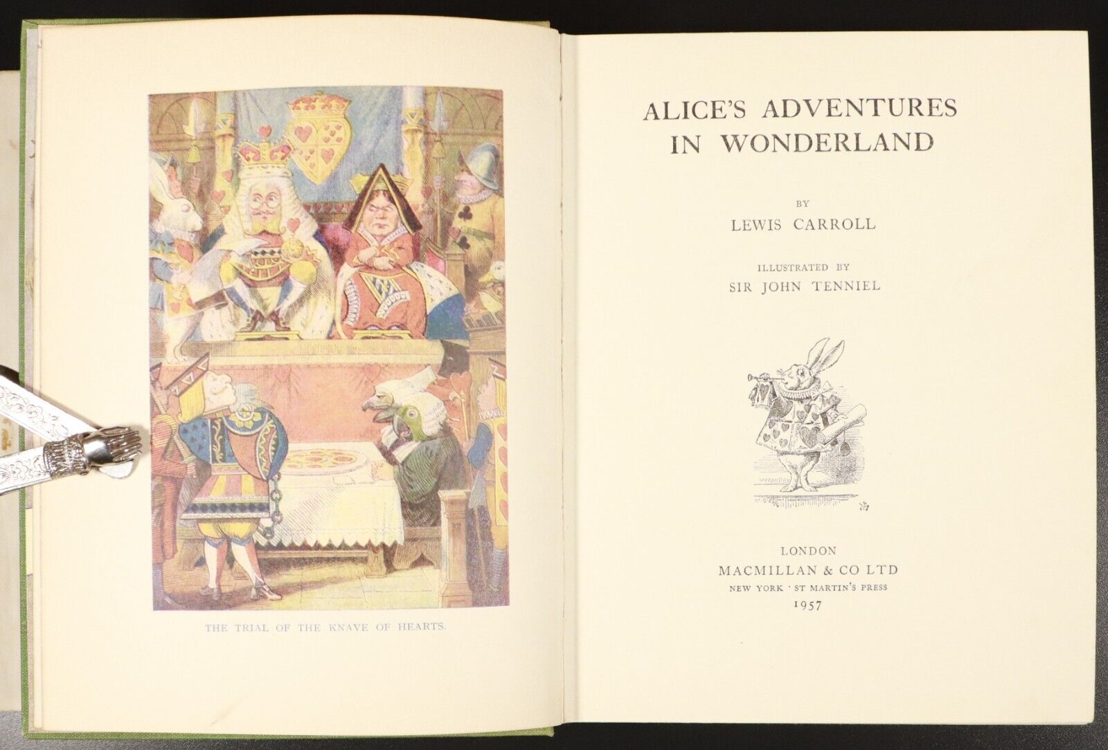 1957 Alice's Adventures In Wonderland L. Carroll Vintage Fiction Book J. Tenniel