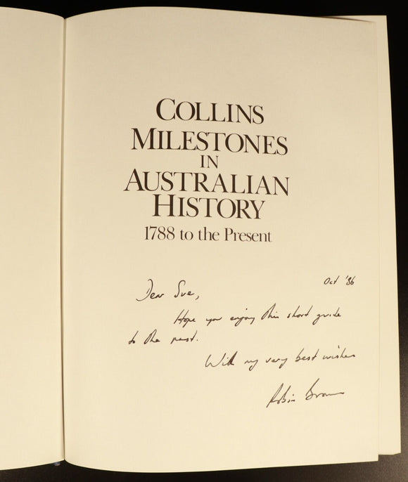 1986 Collins Milestones In Australian History by Robin Brown Reference Book