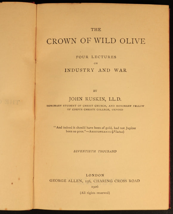 John Ruskin 6 Volume Antique Book Collection 1906 George Allen London Editions