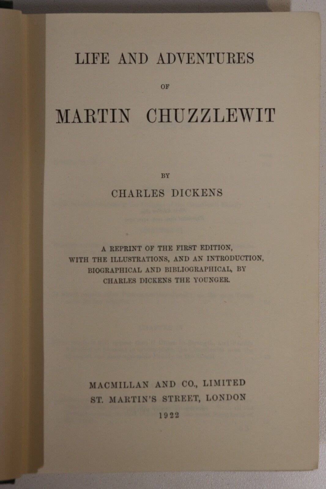 1922 Martin Chuzzlewit by Charles Dickens Antique Classic Literature Book 1