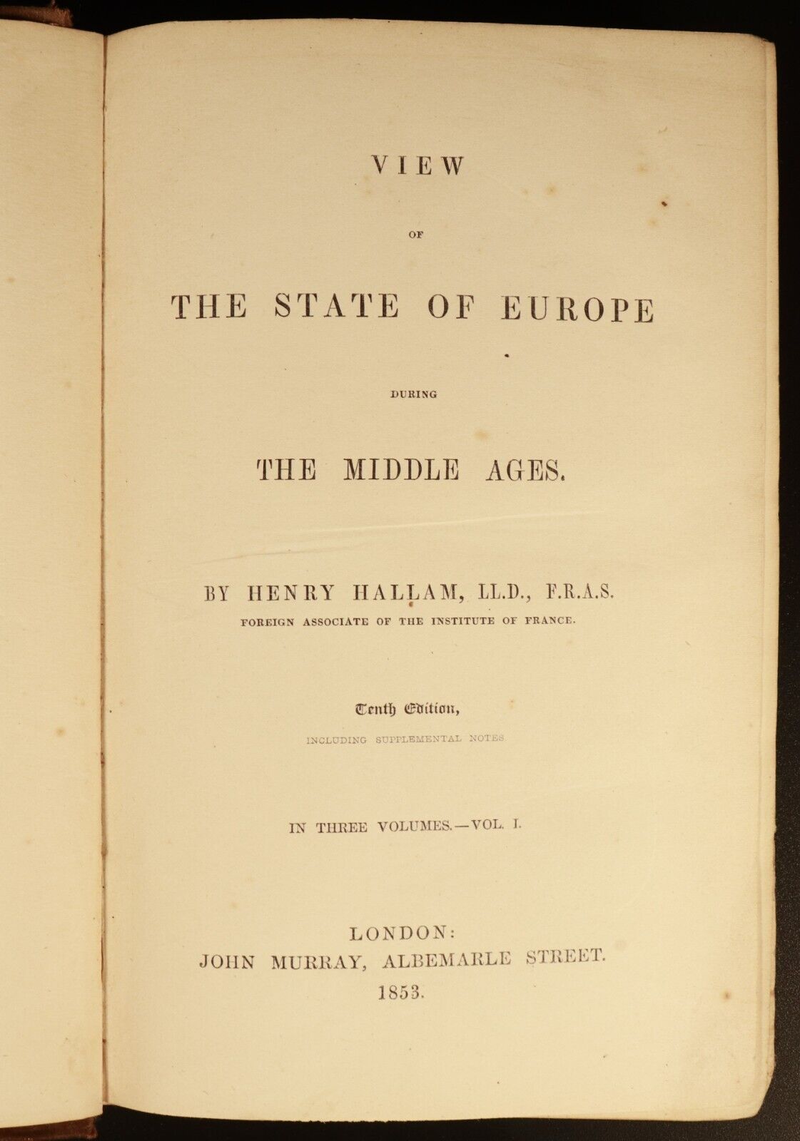 1853 2vol State Of Europe During Middle Ages Antiquarian History Books H. Hallam