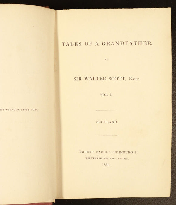 1836 5vol Prose Works Of Walter Scott Tales Of A Grandfather Antiquarian Books