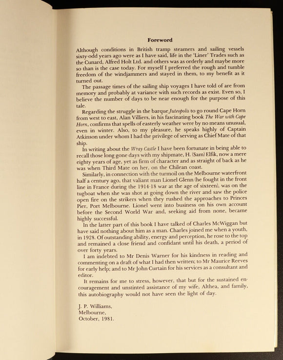 1981 So Ends This Day Sir John Williams Australian Maritime History Book SIGNED