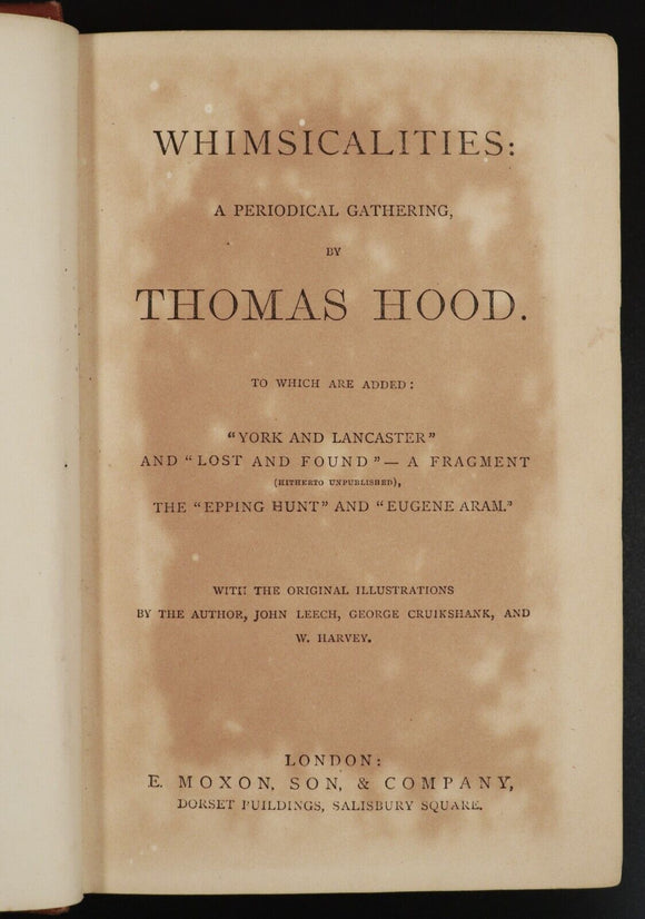 c1880 Whimsicalities by Thomas Hood Antique Illustrated British Literature Book