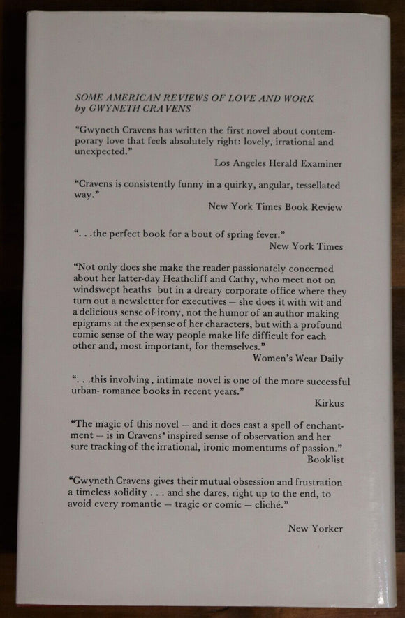 1982 Love & Work by Gwyneth Cravens 1st Edition Novel Fiction Book