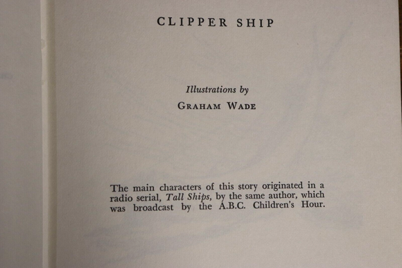 1965 Clipper Ship by Denys Burrows Australian Vintage Maritime Fiction Book