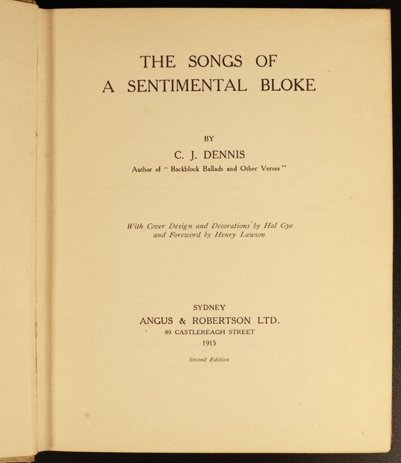 1918 Digger Smith & 1915 Sentimental Bloke CJ Dennis Antique Australian Books