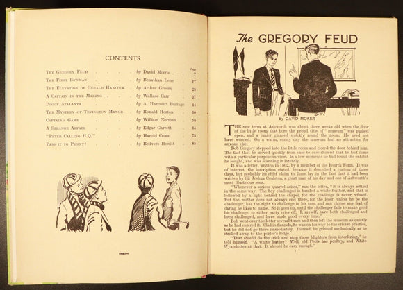 c1940 School Stories For Boys Cricket Theme Antique Childrens Book Illustrated