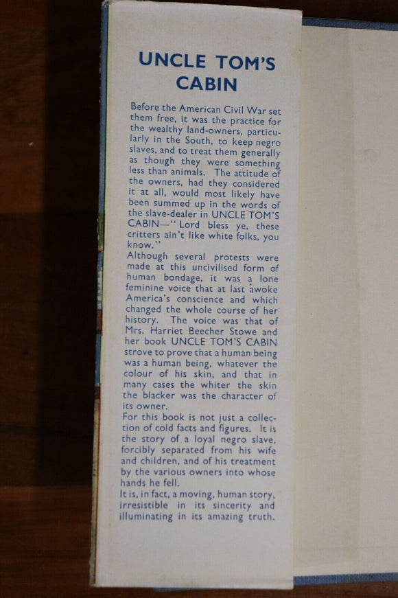 c1945 Uncle Tom's Cabin by Harriet Beecher Stowe Antique Fiction Book Dustjacket