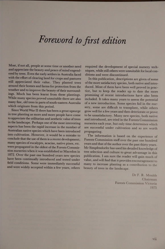 1992 An Introduction to Trees for South-Eastern Australia Gardening Book