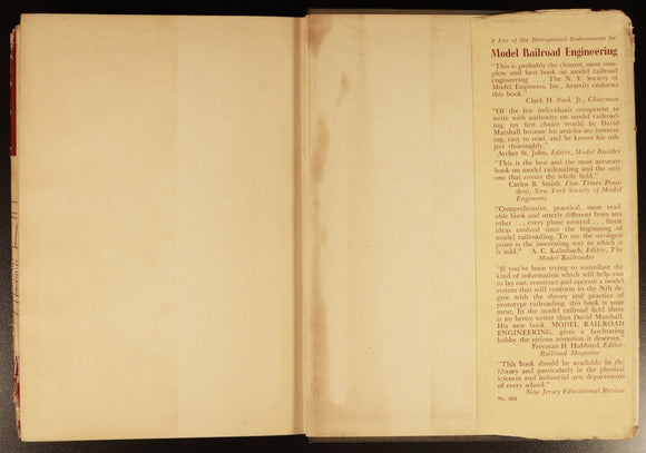 Model Railroad Engineering by David Marshall 1942 Antique Modelling Hobby Book