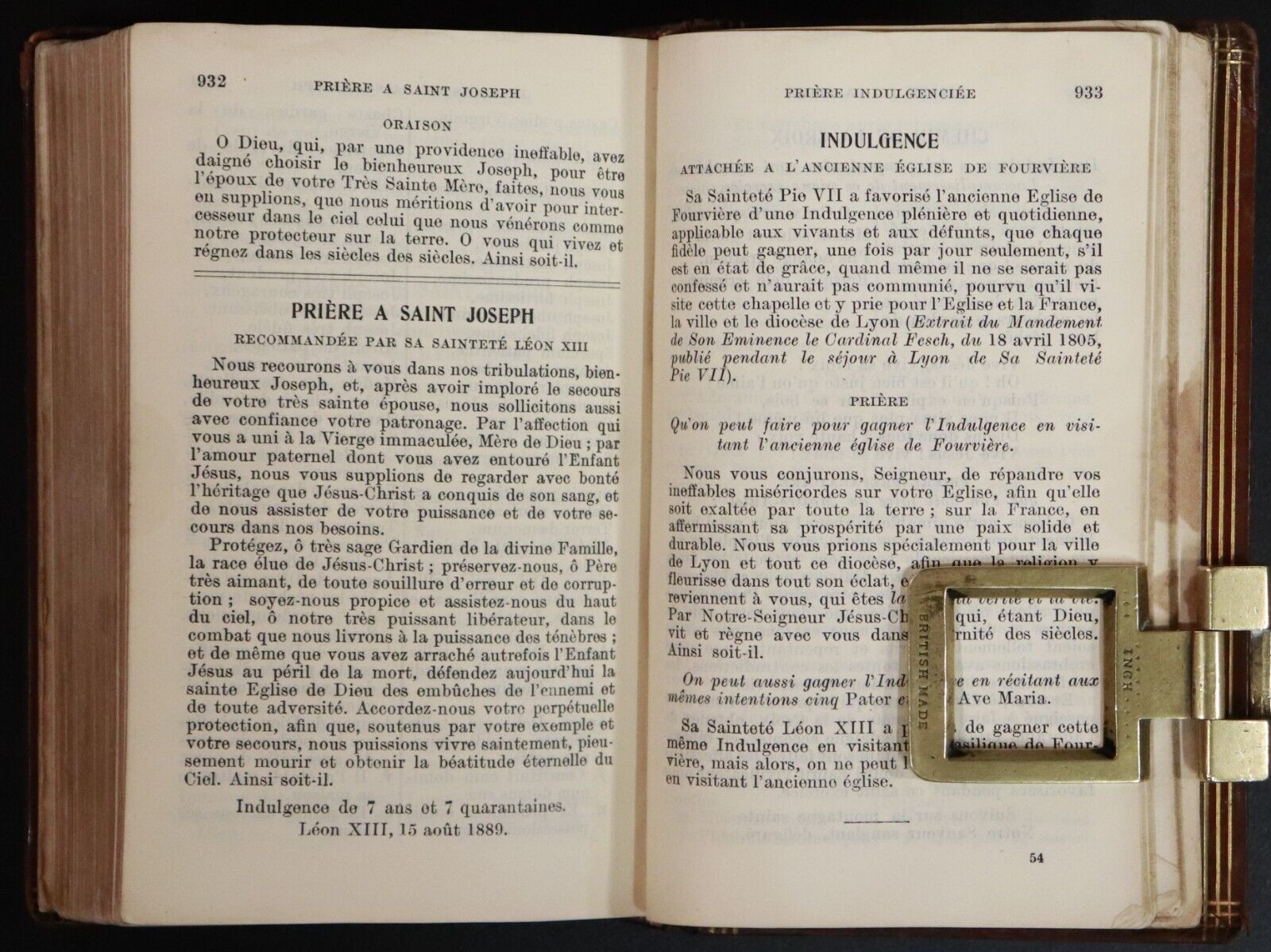 1925 Paroissien Complet ou Heures A L'Usage Du Diocese De Lyon Antique Book