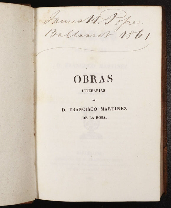 1838 2vol Obras Literarias de D. Francisco Martinez Antique Literature Books