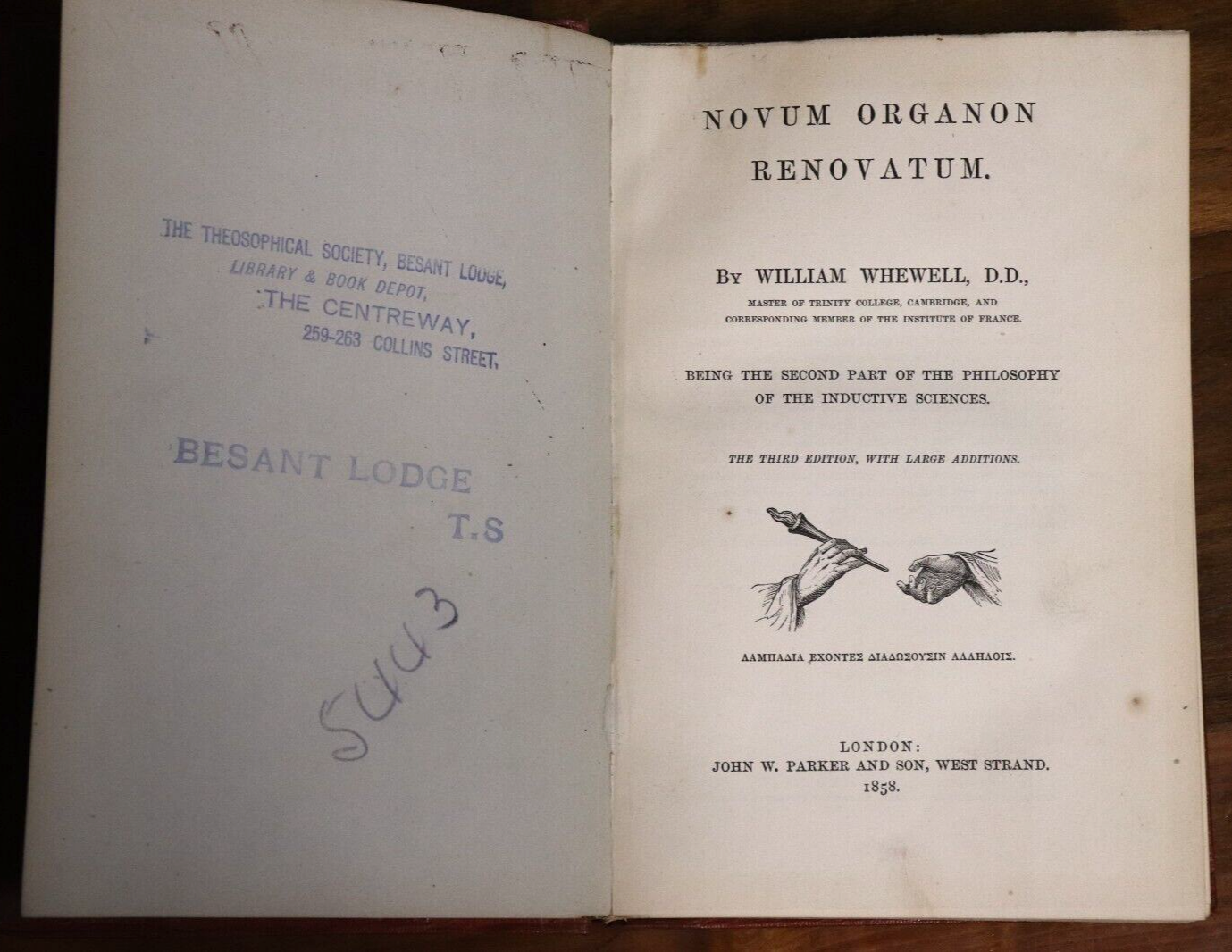 1858 Novum Organon Renovatum by W. Whewell Antiquarian British Science Book - 0