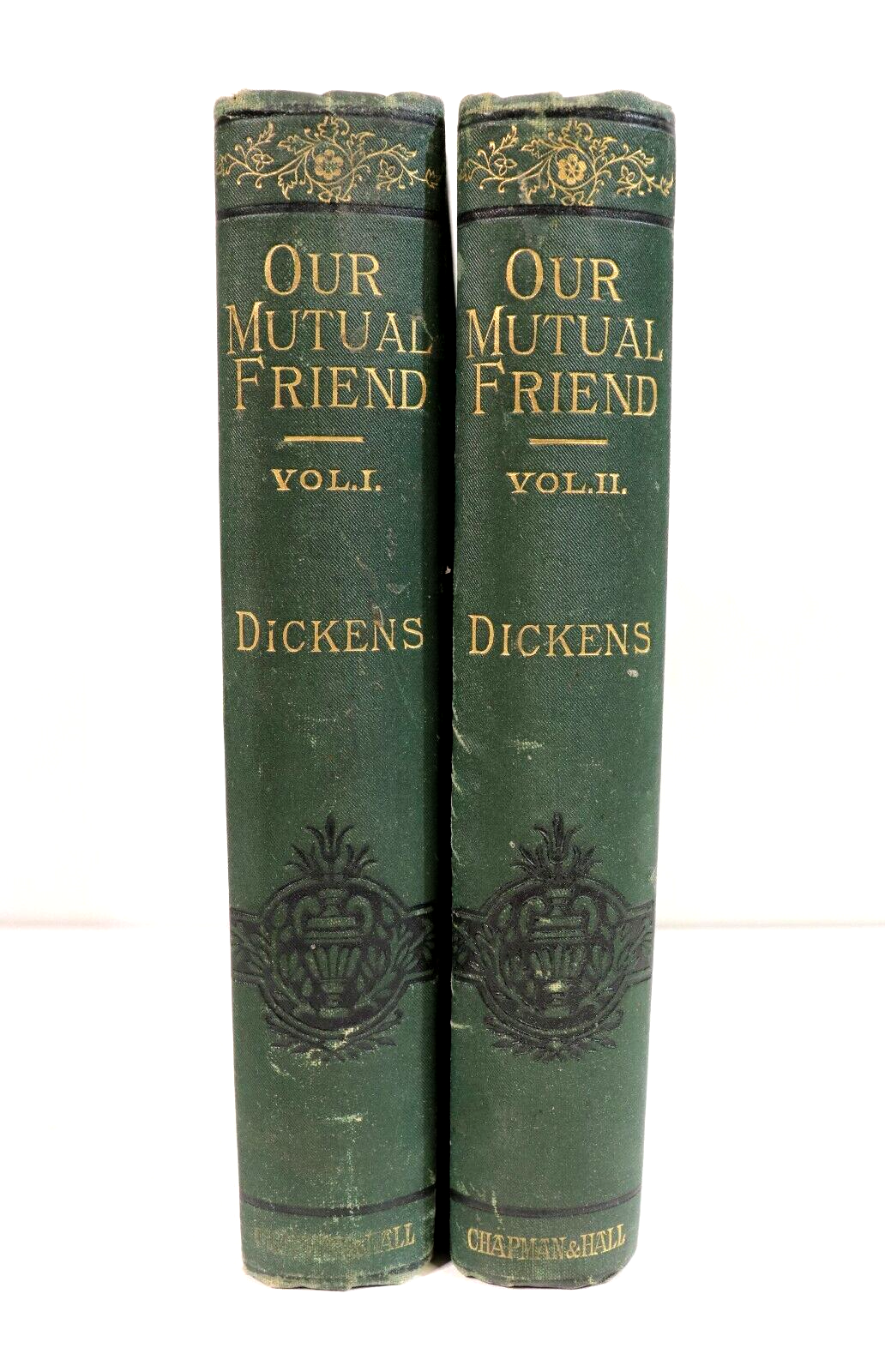 c1879 2vol Our Mutual Friend by Charles Dickens Antique British Fiction Book Set