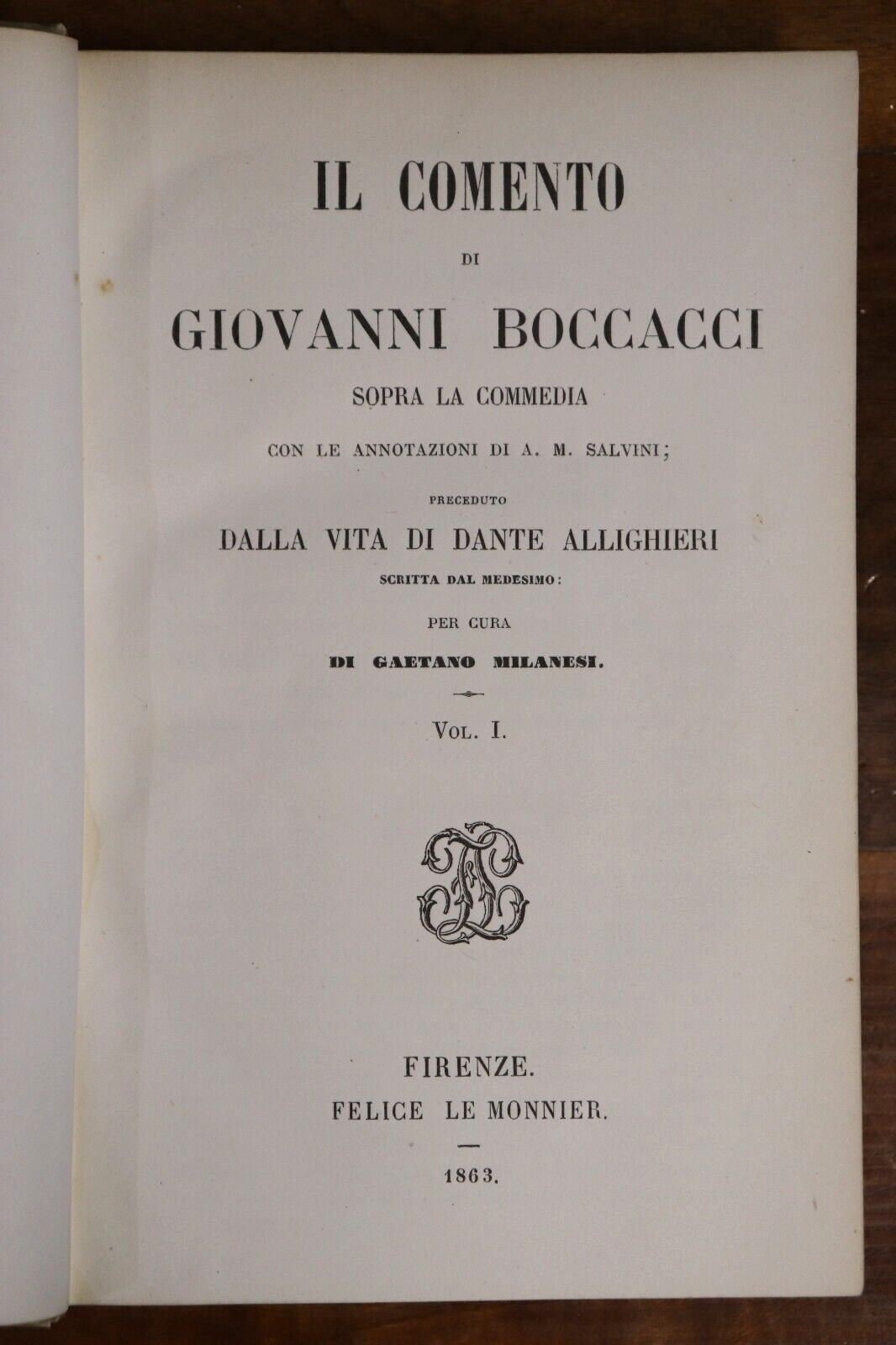 1863 2vol Il Comento Di Giovanni Boccacci Antiquarian Italian History Books - 0