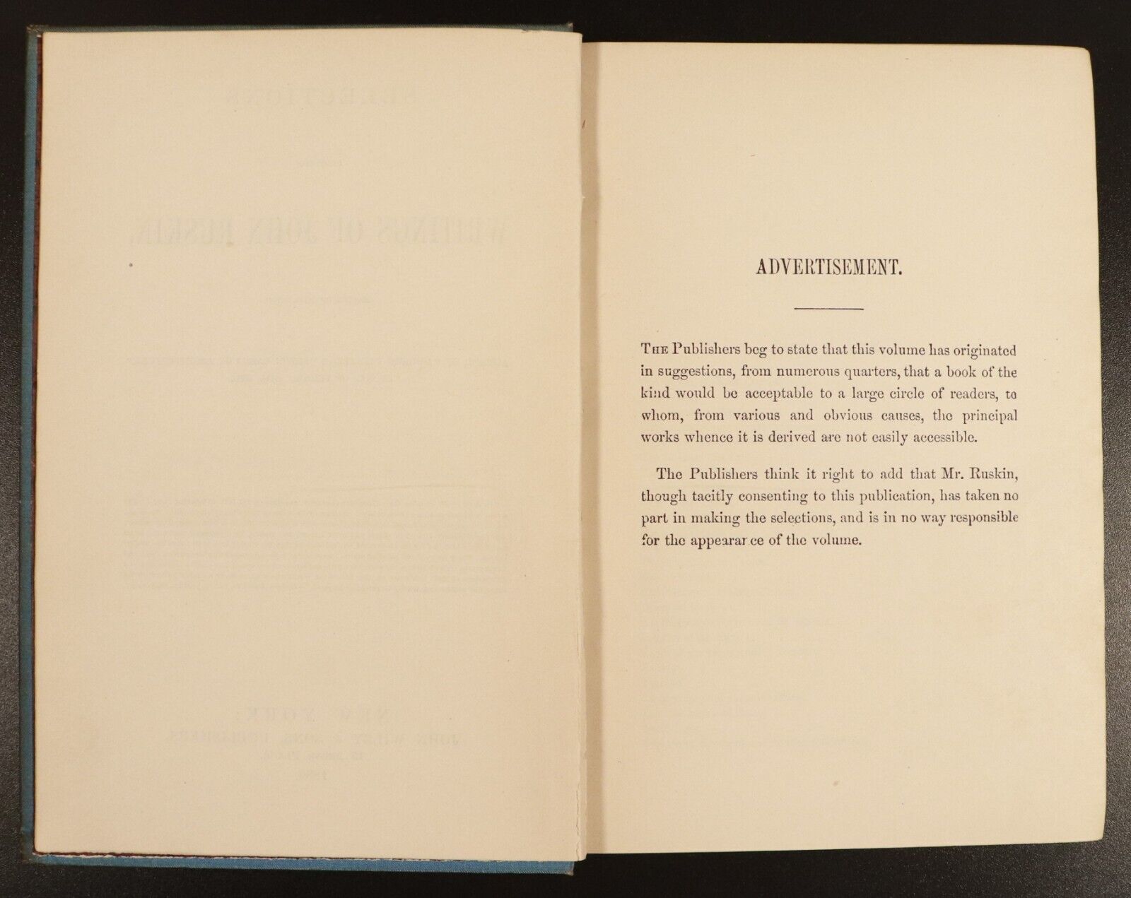 1886 Choice Selections From The Writings Of John Ruskin Antique History Book