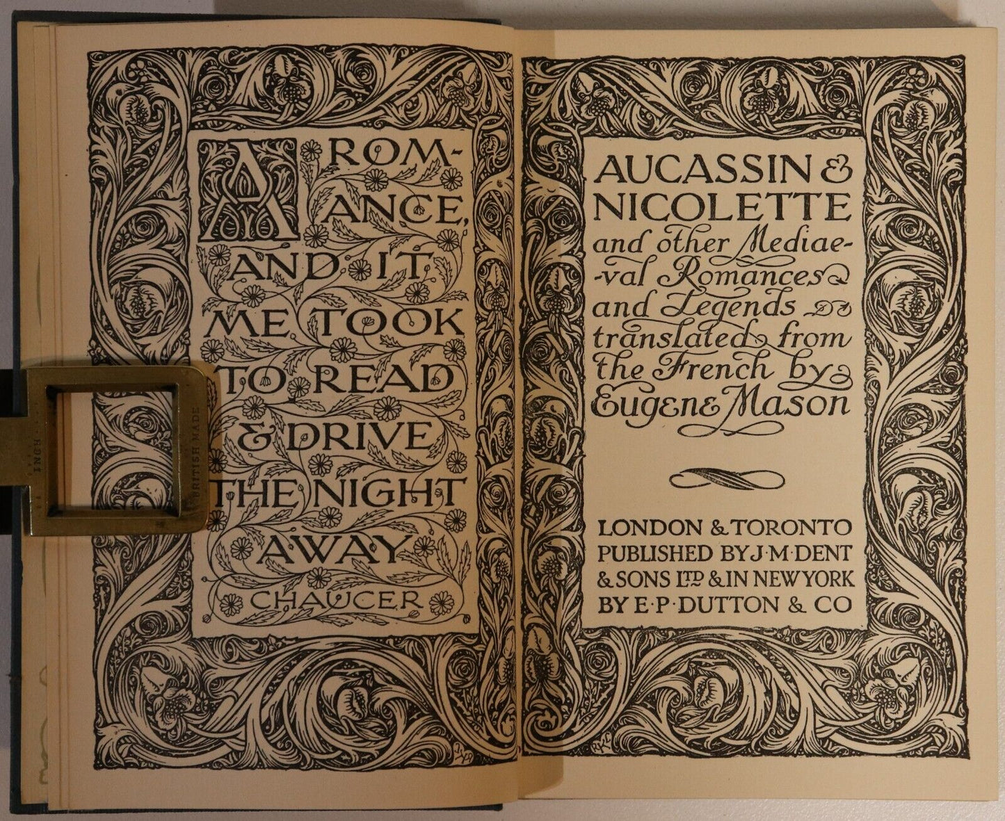 1928 Aucassin & Nicolette Antique French Romance Book Everymans Library