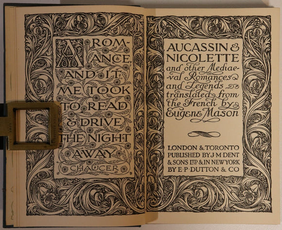 1928 Aucassin & Nicolette Antique French Romance Book Everymans Library