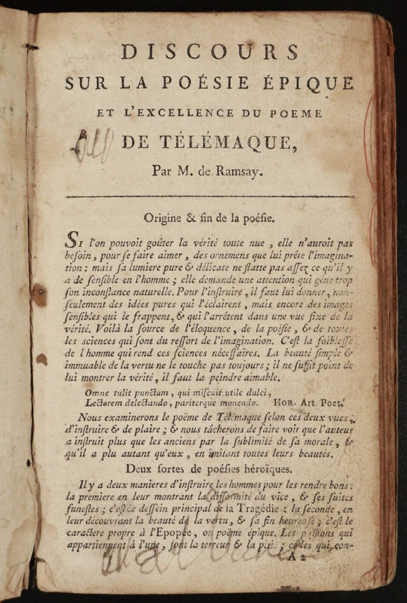 1804 Les Aventures de Télémaque by M. De Fenelon Antiquarian Literature Book