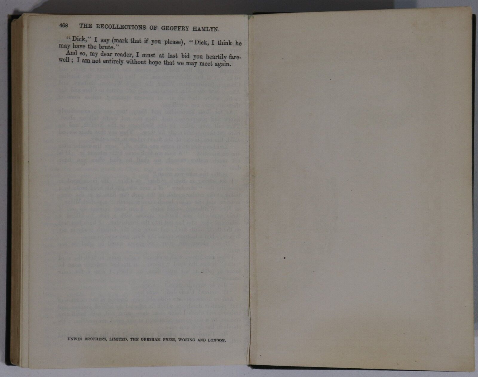 1910 Geoffry Hamlyn by Henry Kingsley Antique Literature Fiction Book