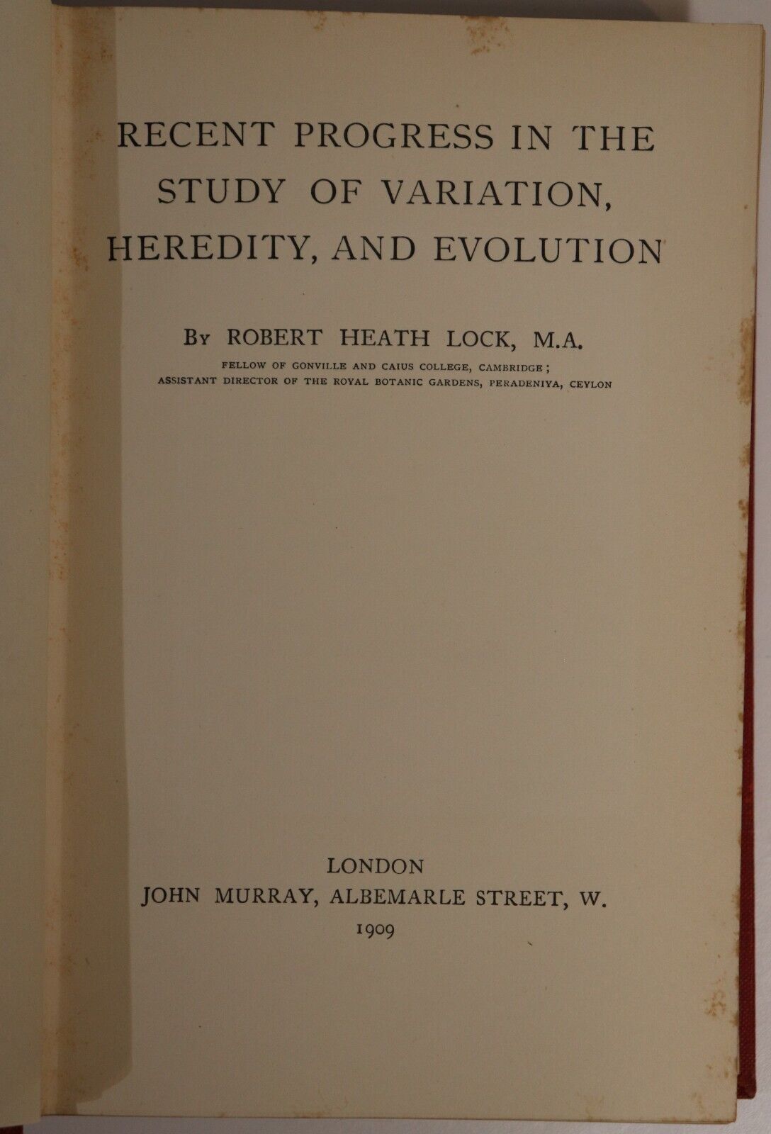 1909 Study Of Variation Heredity & Evolution Antique Medical Science Book