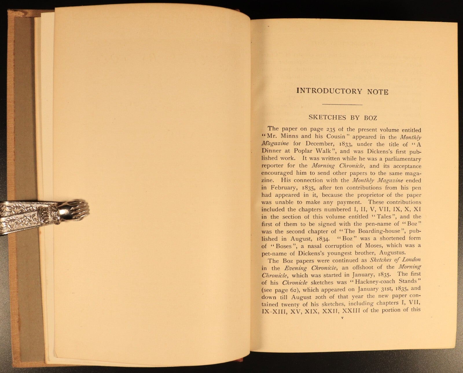 1912 Sketches By Boz by Charles Dickens Antique British Fiction Book Gresham V1