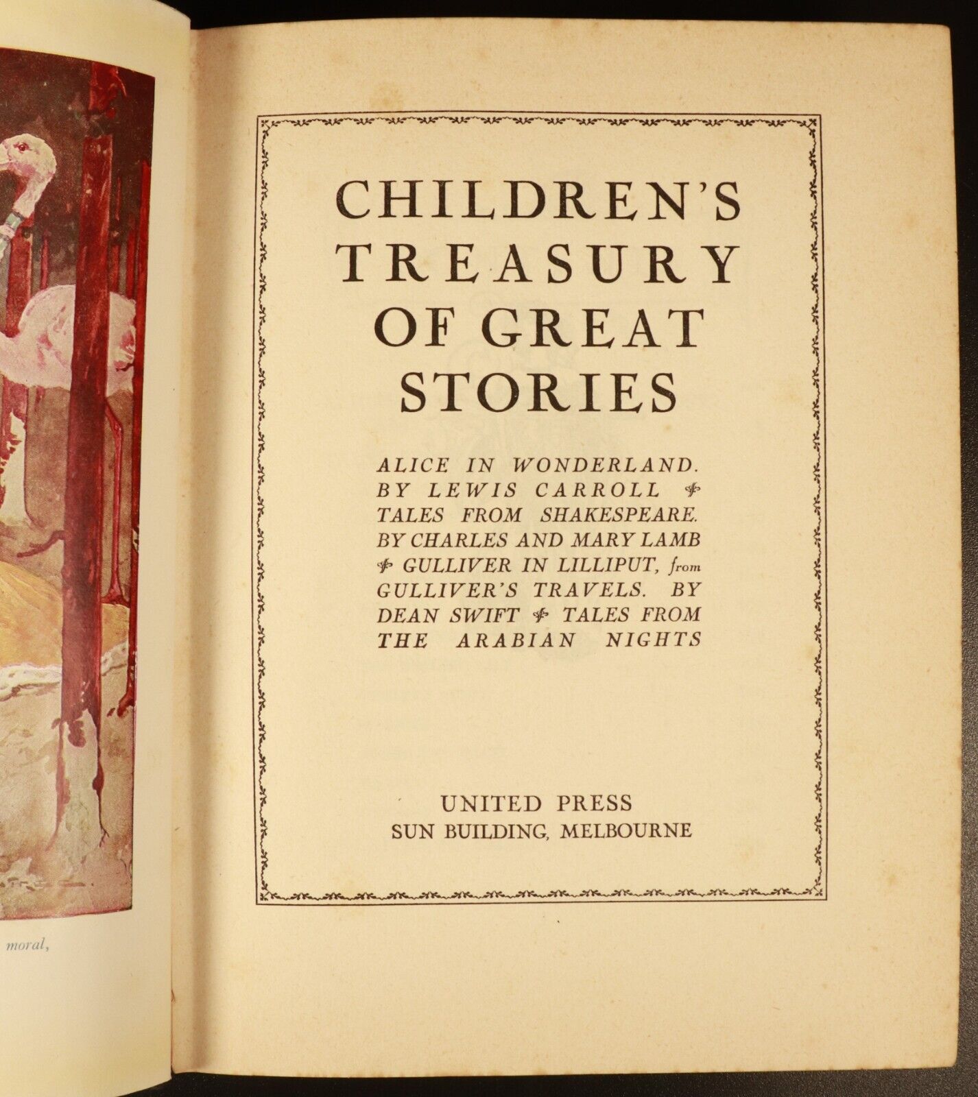 c1935 Childrens Treasury Of Great Stories Antique Story Book Alice In Wonderland