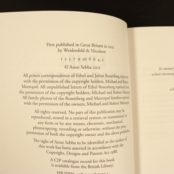 2021 Ethel Rosenberg Cold War Tragedy by Anne Sebba Military History Book