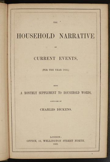 1852 The Household Narrative Of Current Events Charles Dickens Antique Book Gold - 0