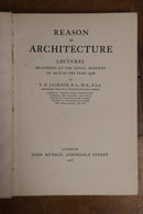 1906 Reason In Architecture Lectures by TG Jackson Antique Architecture Book-4