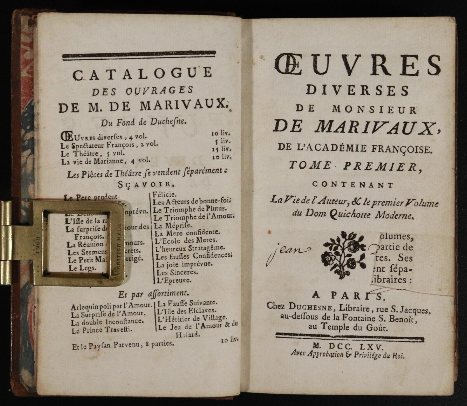 1765 2vol Oeuvres Diverses De Monsieur De Marivaux Antiquarian Literature Books