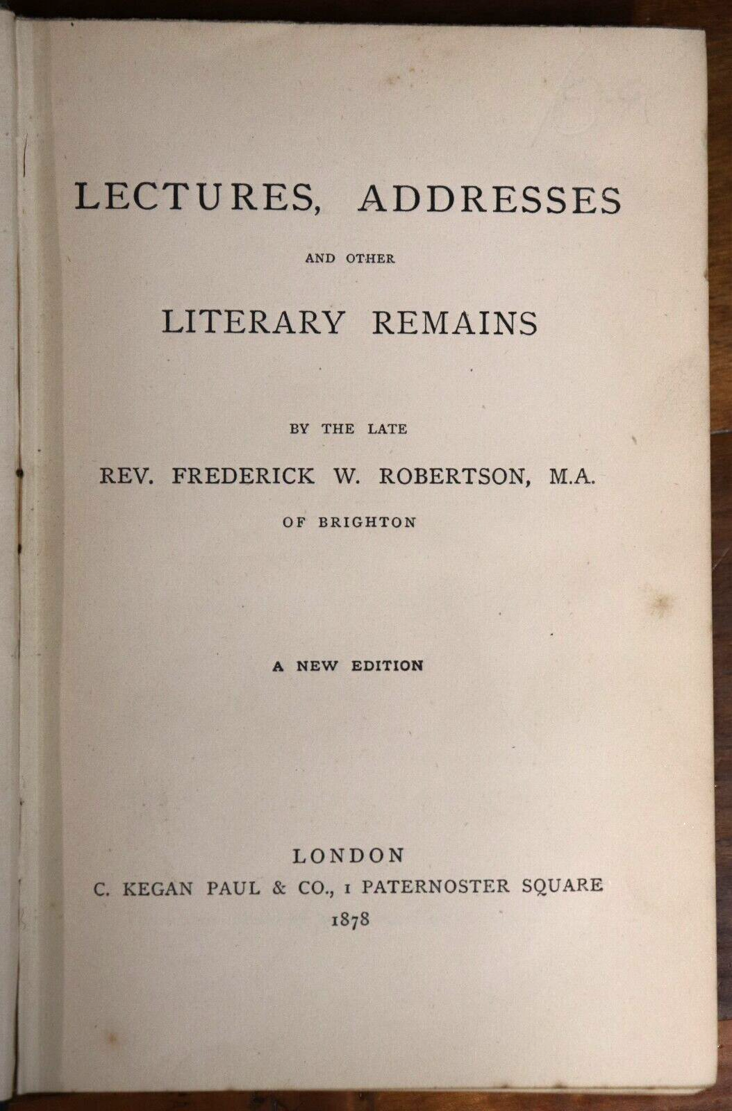 1878 Lectures, Addresses & Literary Remains Antique Literature History Book - 0