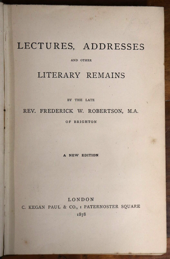 1878 Lectures, Addresses & Literary Remains Antique Literature History Book