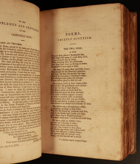 1848 The Complete Works Of Robert Burns by J Currie Antique Scottish Poetry Book