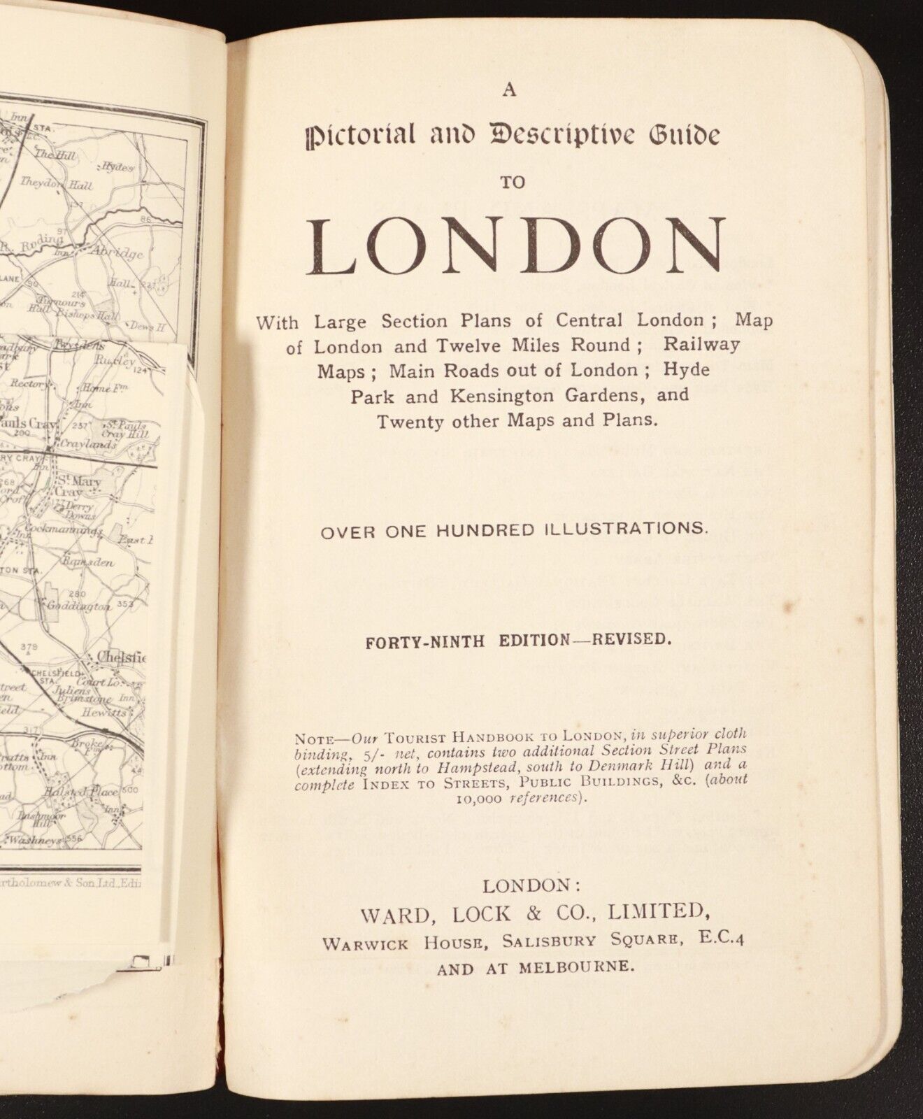 1932 Guide To London: Ward Lock & Co Antique Travel Guide Book w/Maps