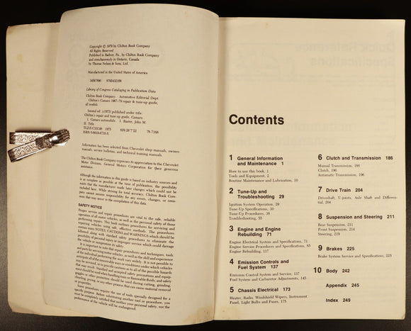 1979 Chilton's Camaro 1967-79 Repair & Tune-Up Guide Automotive Reference Book