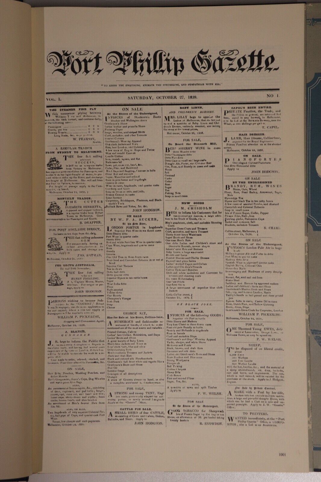 1979 5vol Port Phillip Gazette 1838 to 1841 Australian Newspaper History Books